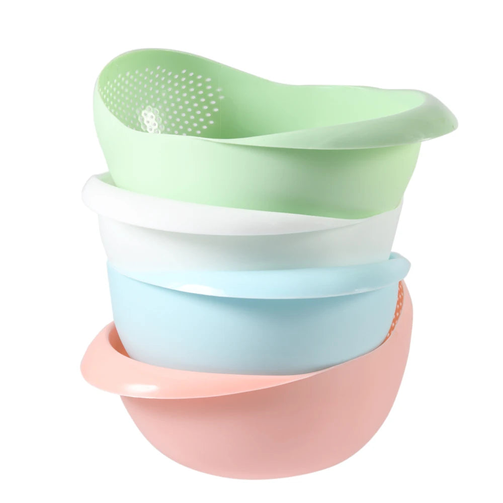 Rice Fruit Vegetable Bean Sieve Strainer Plastic Filter Kitchen Drain Basket Rice Bowl Strainer With Handle