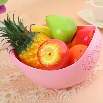 Rice Fruit Vegetable Bean Sieve Strainer Plastic Filter Kitchen Drain Basket Rice Bowl Strainer With Handle