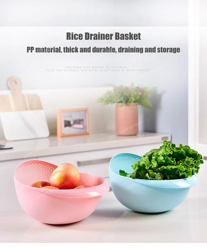 Rice Fruit Vegetable Bean Sieve Strainer Plastic Filter Kitchen Drain Basket Rice Bowl Strainer With Handle