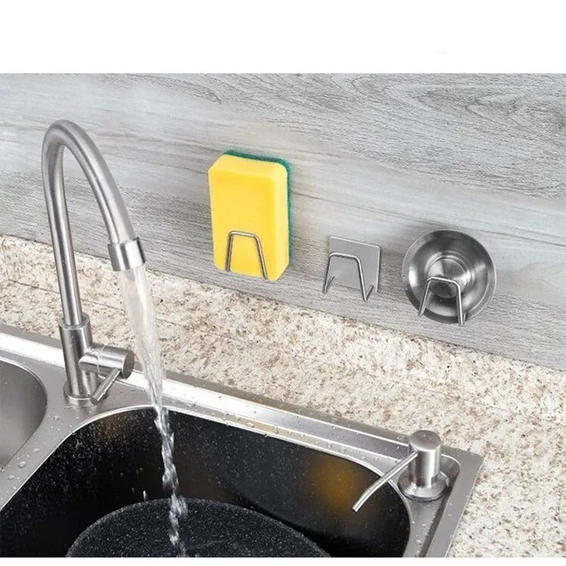 Sponges Holder Self Adhesive Sink Sponges Drain Drying Stainless Steel Holder Kitchen Sink Accessories