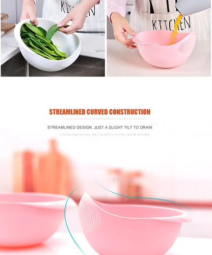 Rice Fruit Vegetable Bean Sieve Strainer Plastic Filter Kitchen Drain Basket Rice Bowl Strainer With Handle