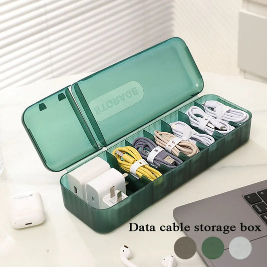 Data Cable Storage Box Cable Charger Organizer Storage Box Electronic Accessories Case For Desk Drawer Cord Storage Organizer